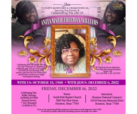 Anita Marie Williams Obituary (2022) - Brookshire, TX - Clay's Mortuary & Cremations