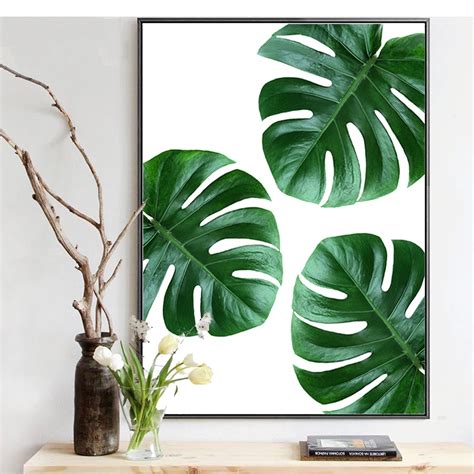 Tropical plant leaves Monstera Deliciosa Canvas Print Painting Nordic ...