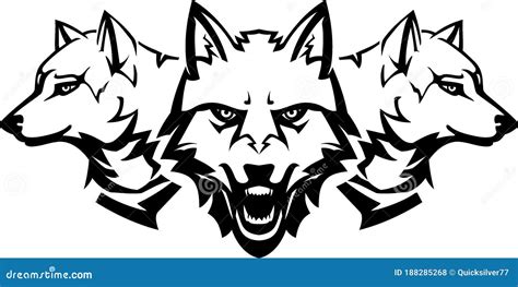 White Wolf Pack, Center - Side View Stock Vector - Illustration of angry, female: 188285268