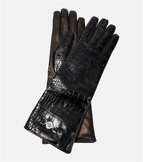 Versace Croc-effect leather gloves Versace