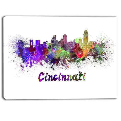 Cincinnati Skyline Cityscape Graphic Art on Wrapped Canvas | Cincinnati ...