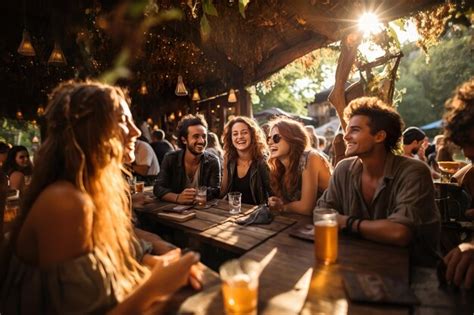 Premium AI Image | young people drinking outdoors in the park