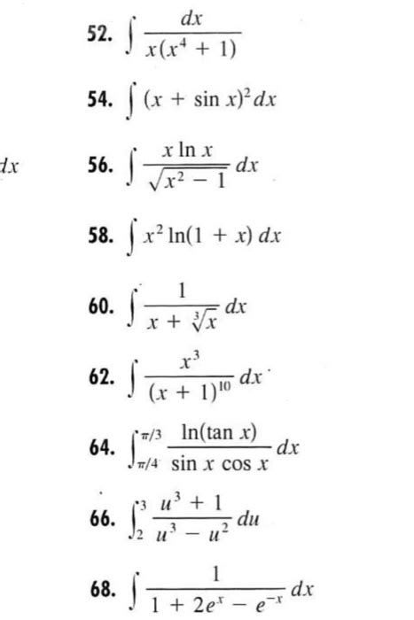 Solved integral dx/x(x^4 + 1) integral (x + sin x)^2 dx | Chegg.com