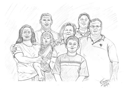 family pencil portrait