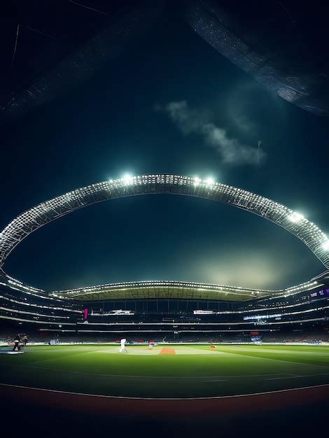 Premium Photo | Cricket stadium at night Background