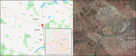 Location and satellite image of Ndola, Zambia. (Source: Google Map ...