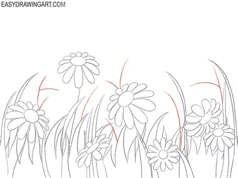 Easy Line Drawing Of Flowers