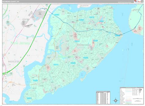 Richmond County, NY Zip Code Map - Premium