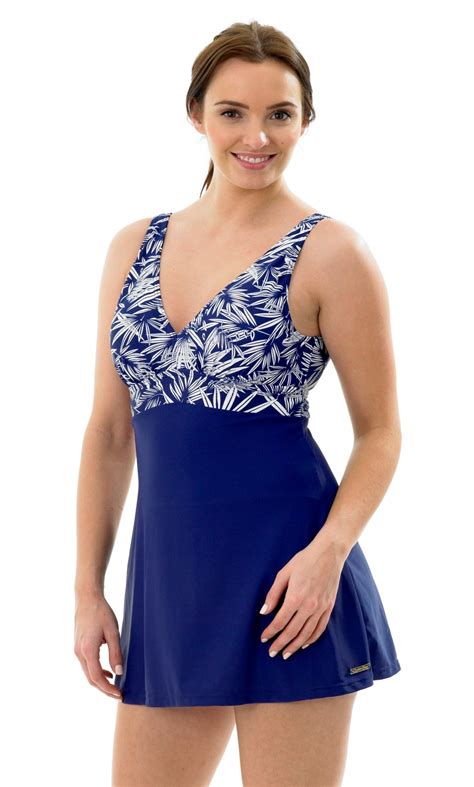 Womens Swimdress Swimming Costume With Skirt Tummy Support Control Swimwear Size | eBay