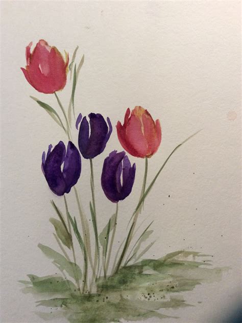 Watercolor tulips | Watercolor tulips, Free watercolor flowers, Watercolor art