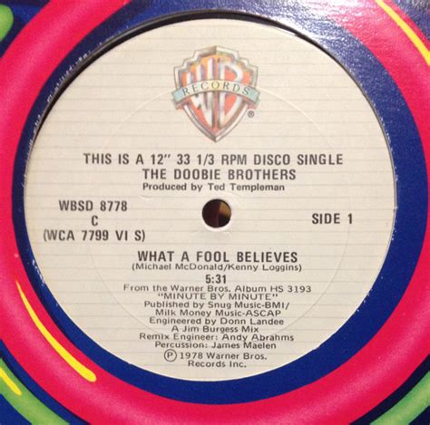 The Doobie Brothers - What A Fool Believes (Vinyl, 12", Single, 33 ⅓ ...