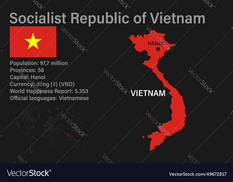 Highly detailed vietnam map with flag capital Vector Image