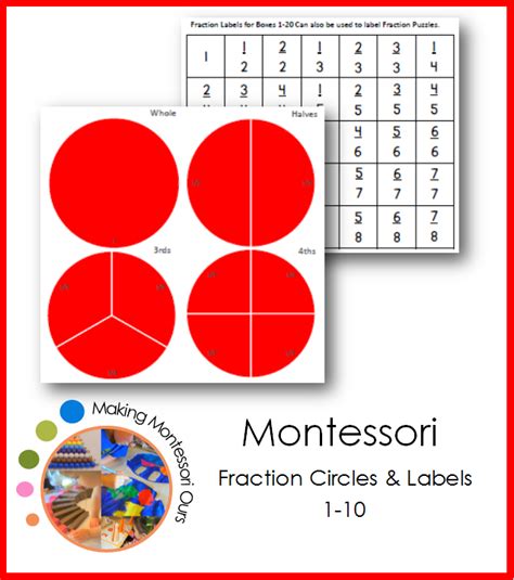 Montessori Fraction Circles Box 1, 1-10 & Labels – Making Montessori ...