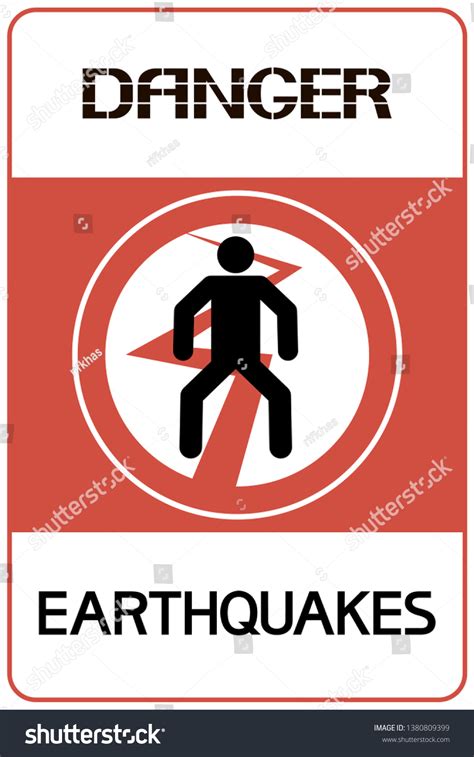 Danger Earthquakesign Illustrative Informational Poster Warning Stock Vector (Royalty Free ...