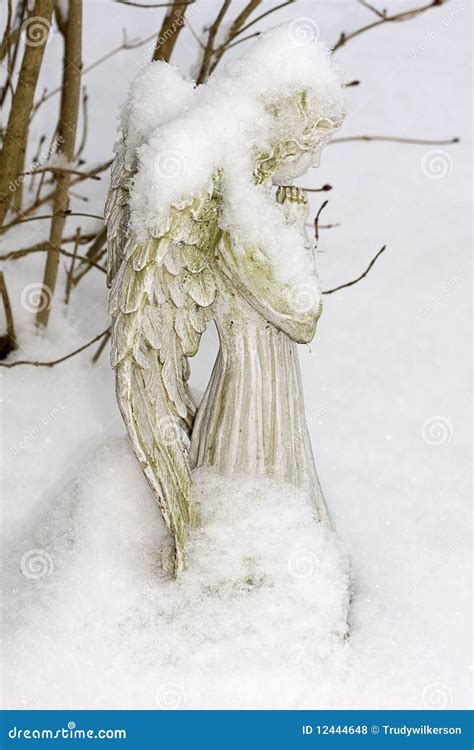 Snow Covered Angel stock photo. Image of figurine, angel - 12444648