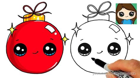 How to Draw a Christmas Ornament Easy and Cute | Christmas drawing, Easy christmas drawings ...