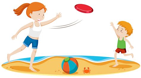 Kids Playing Frisbee at Beach 293675 Vector Art at Vecteezy