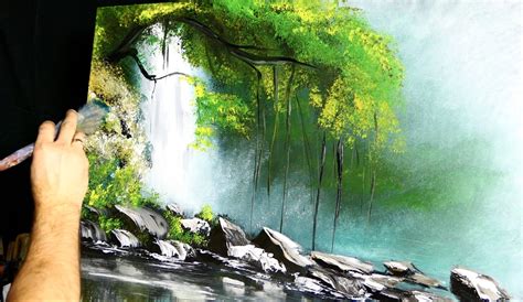 EXOTIC-WATERFALL-SIMPLE-ACRYLIC-PAINTING-TECHNIQUES-DRANITSIN2 | UrArtStudio