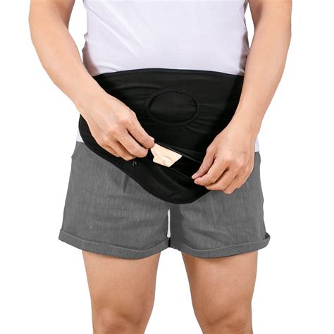 Black Ostomy Belt for Men | Stealth Supportive Wrap | Pouch Covers & Inner Pocket | Large Size ...