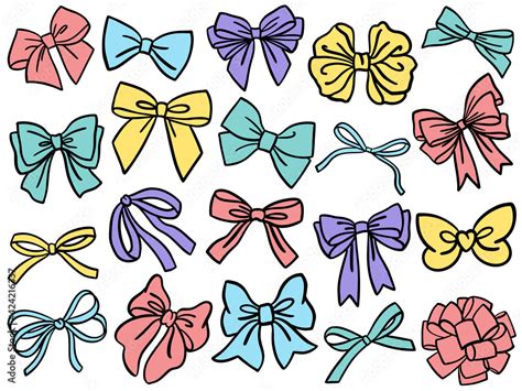 Bow clipart. Set of decorative colourful bow silhouette. Vector illustration Stock Vector ...