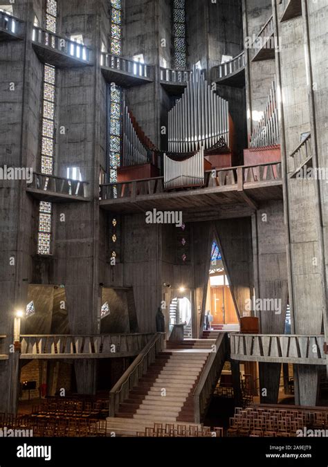 Great organs and main entrance. Notre-Dame church of Royan, Royan, France Stock Photo - Alamy