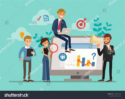 Vector Illustration Tiny Characters Business Analysts Stock Vector ...