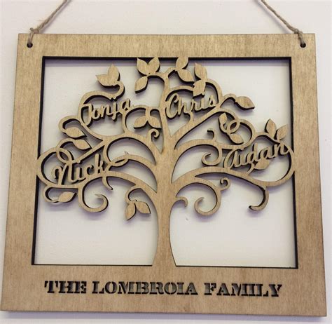 Personalised Wooden Family Tree Wall Art Family Names Cut - Etsy