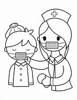 Printable Nurse And Patient Coloring Page sketch template