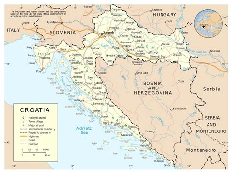 Croatia cities map - Map of croatia with cities (Southern Europe - Europe)