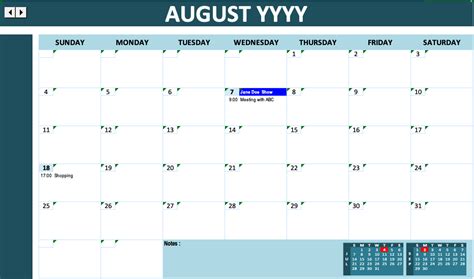 Event Calendar Template » ExcelTemplate.net