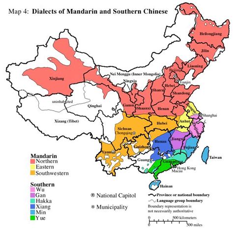 Map of the different dialects of Chinese | China map, Geography of china, Map