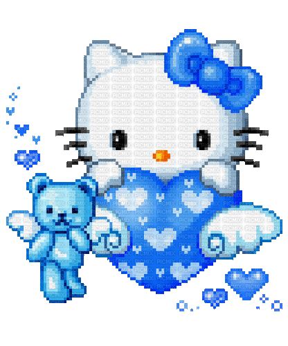 blue hello kitty, blue , hellokitty , cute , kawaii , sanrio , pixel - Free animated GIF - PicMix