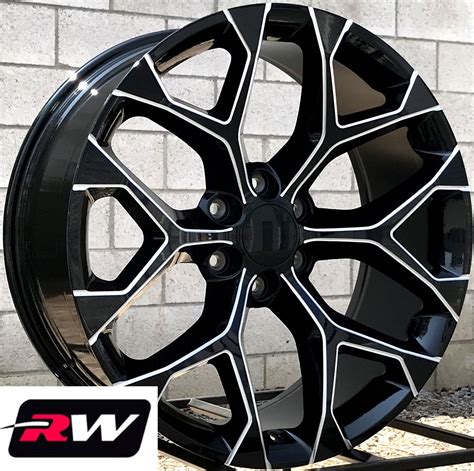 22 inch Chevy Tahoe OE Replica Snowflake Wheels Black Milled Rims 22 x9 ...