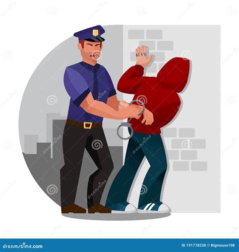 Cartoon Color Character Person Police Officer Arresting Concept. Vector ...