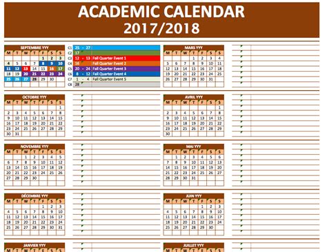 2019 Academic Calendar Templates » ExcelTemplate.net