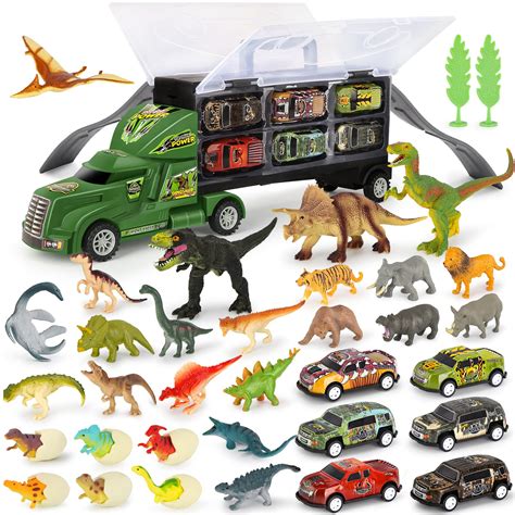 Buy DINORUN Car Toys Transport Carrier Truck Dinosaur Toys for Kids 3-5 with 12 Mini Dinosaur ...