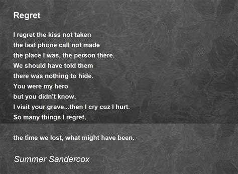 Regret - Regret Poem by Summer Sandercox