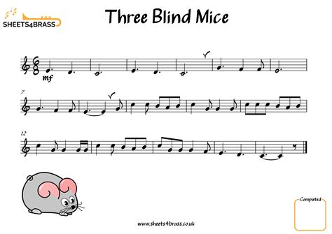 Three Blind Mice - Sheet Music for Brass sheets4brass