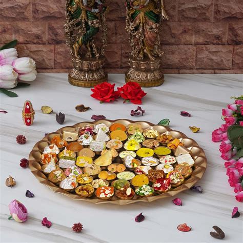 Webelkart Flowers Chappan Bhog Thali/Decorative Poojan Thali for Temple ...