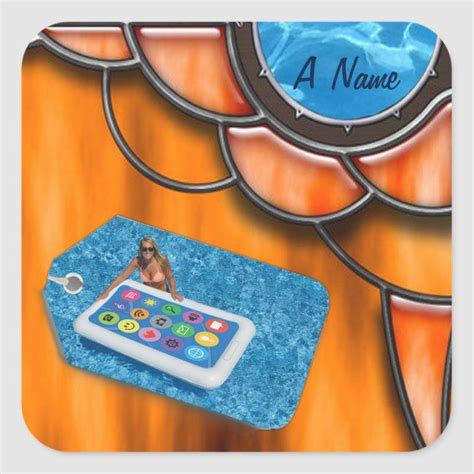 Pool party name square sticker | Zazzle | Party names, Summer party ...