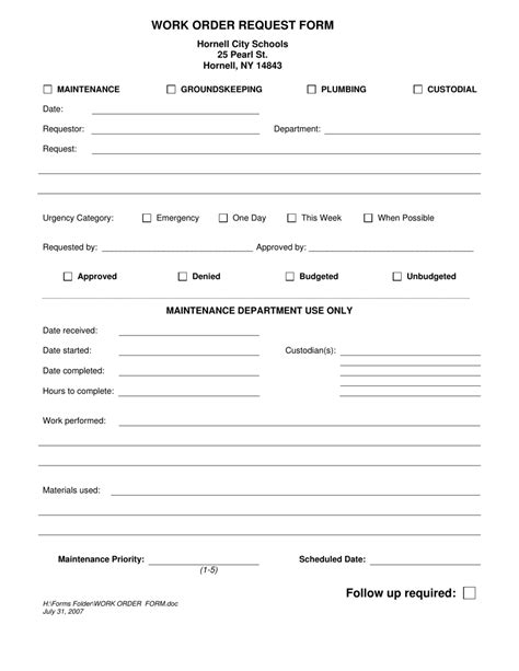 Work Order Request Form - Hornell City Schools - Fill Out, Sign Online ...