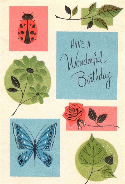 Vintage retro birthday card greeting card