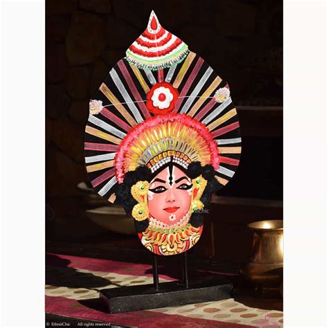 Hand Painted Wooden Yakshagana Mask - 2-in-1 Decor - EthniiChic