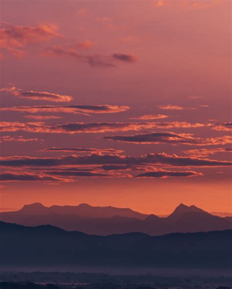 Silhouette of Mountains During Sunset · Free Stock Photo