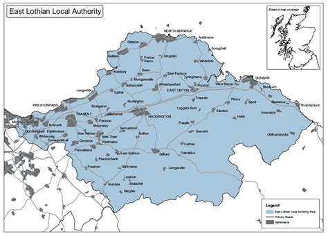 Map of East Lothian Province Area