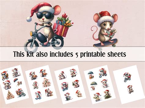 26 Christmas Mice Clipart, Christmas Mouse PNG Clipart, Santa Mouse, Christmas Animals Clipart ...