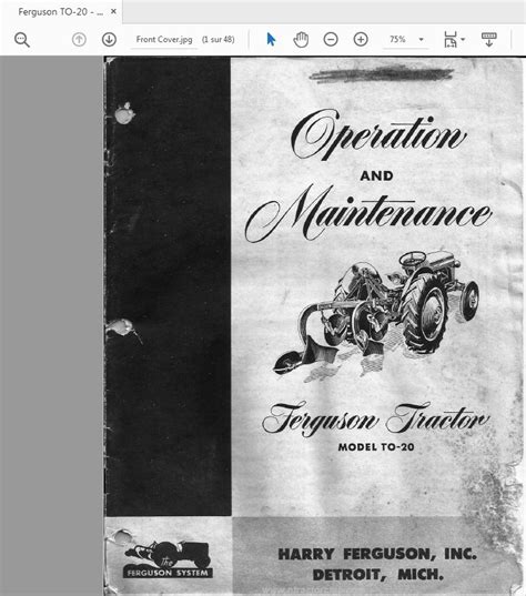 Ferguson Tractor TO-20 - Operation and Maintenance Manual