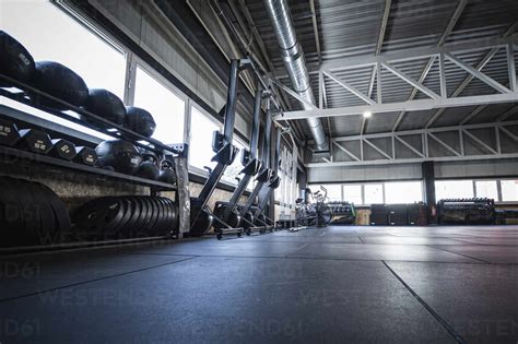 Interior of empty gym stock photo