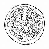 A Black And White drawing pizza coloring Page With Many  sketch template