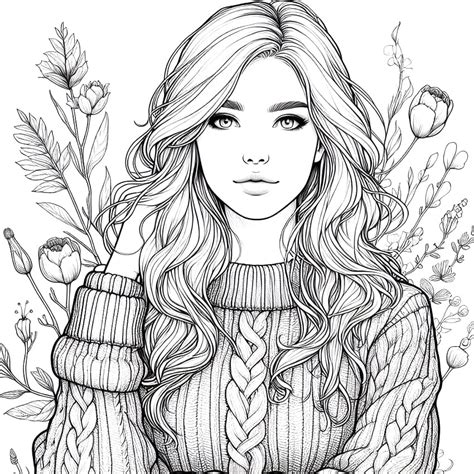 Girl Realistic coloring page - Download, Print or Color Online for Free